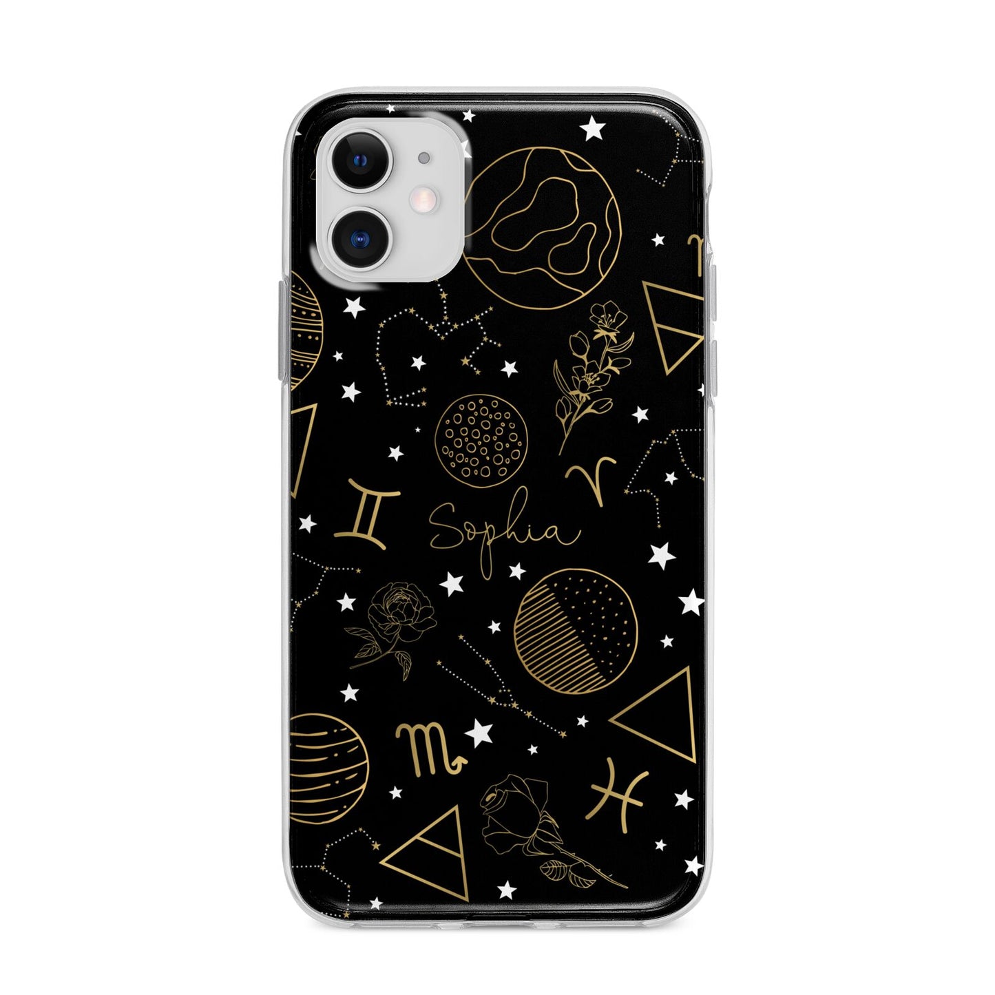 Personalised Stargazer Apple iPhone 11 in White with Bumper Case