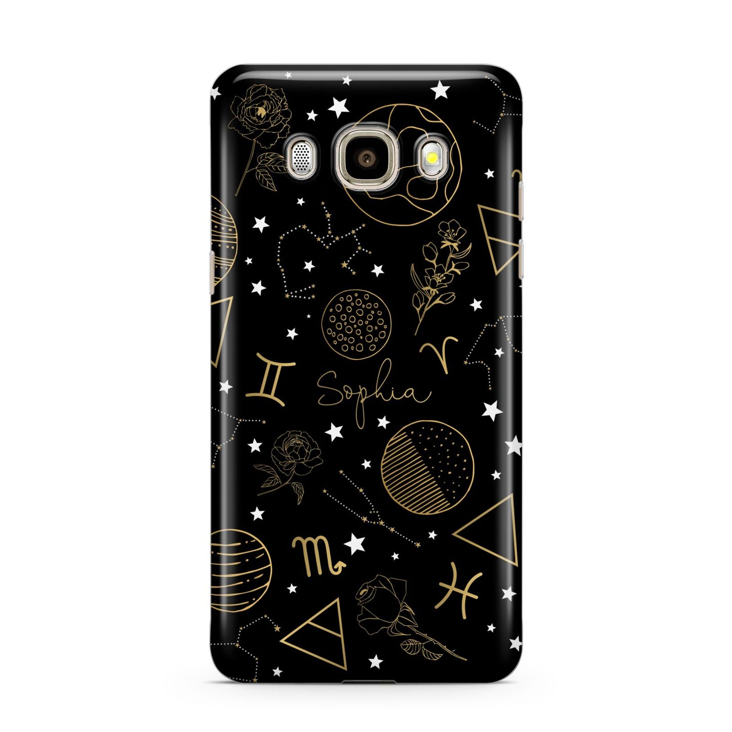Personalised Stargazer Samsung Galaxy J7 2016 Case on gold phone