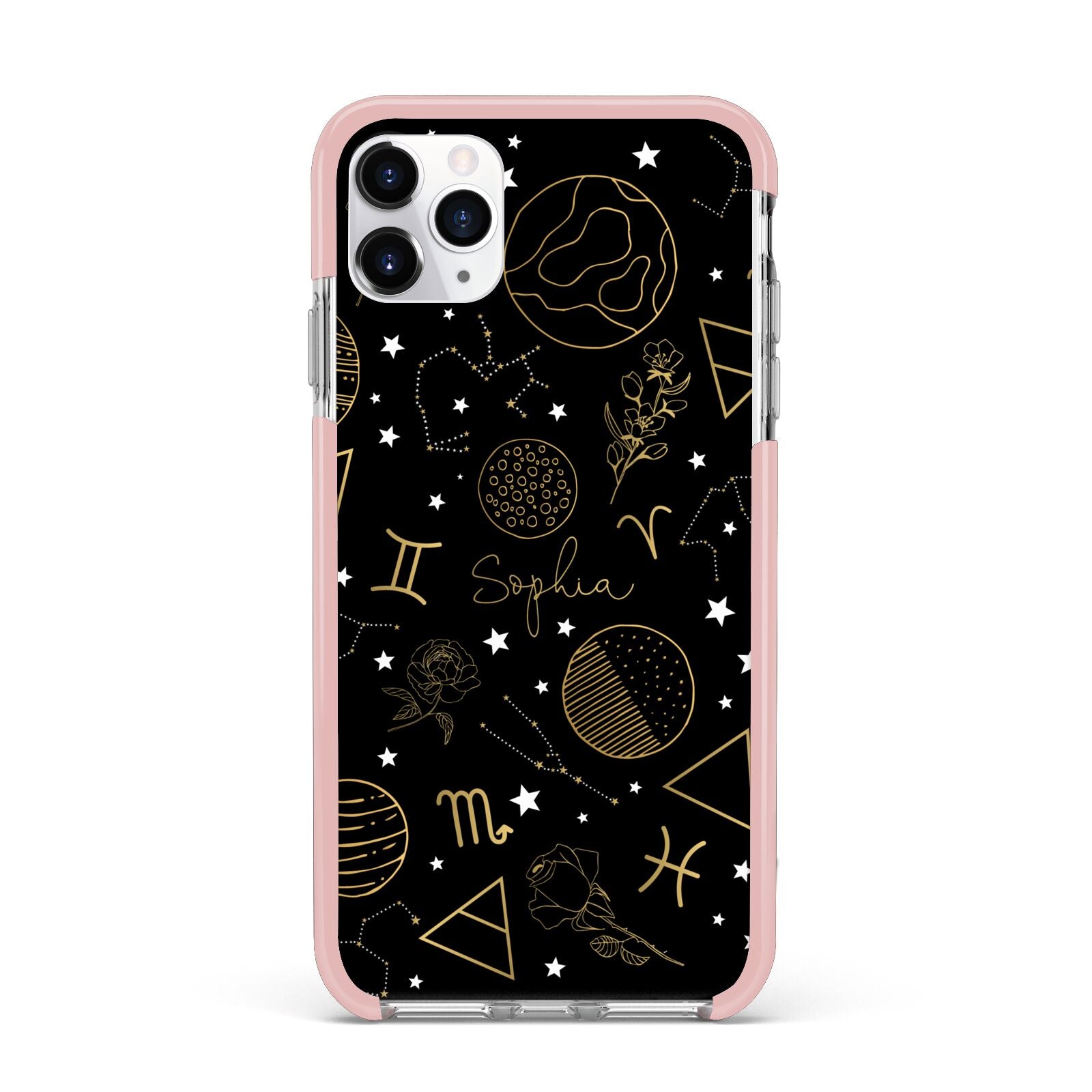 Personalised Stargazer iPhone 11 Pro Max Impact Pink Edge Case