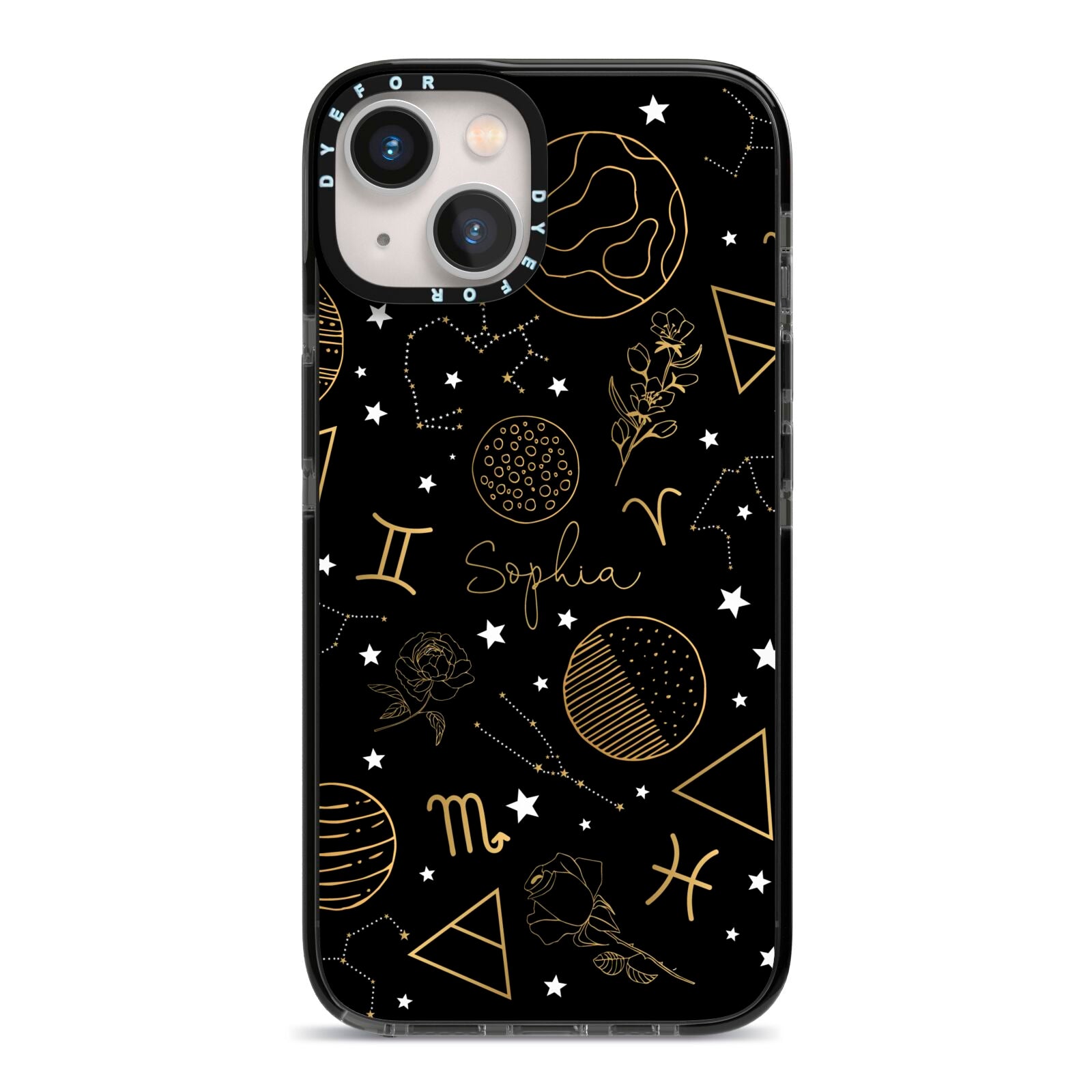 Personalised Stargazer iPhone 13 Black Impact Case on Silver phone