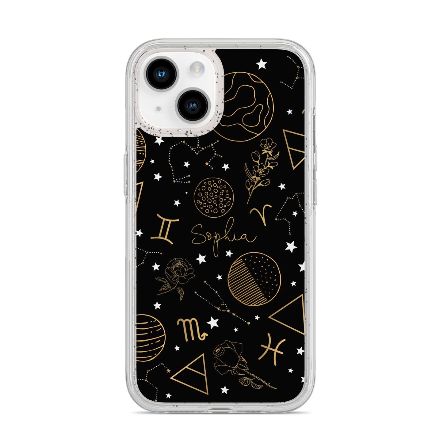 Personalised Stargazer iPhone 14 Glitter Tough Case Starlight