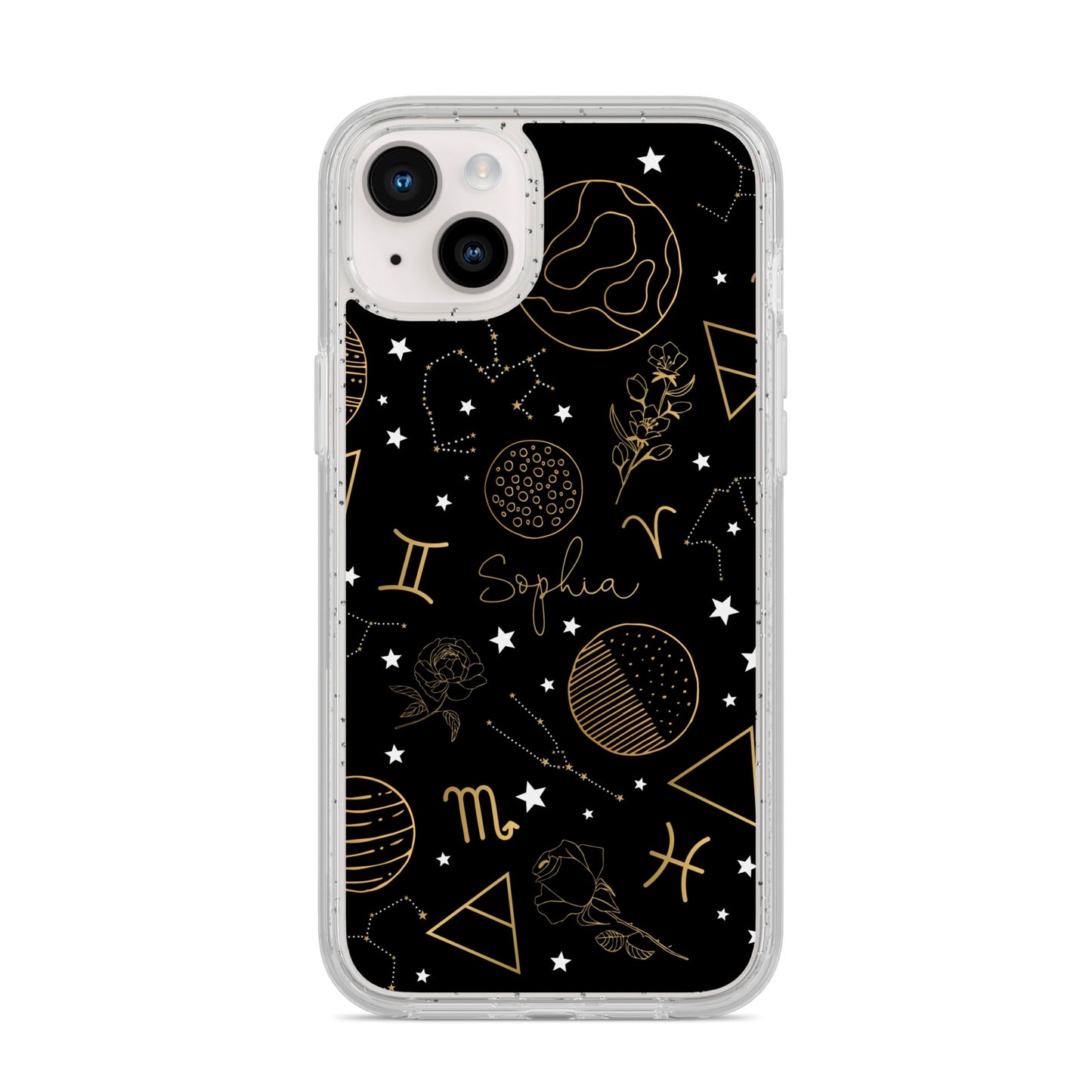 Personalised Stargazer iPhone 14 Plus Glitter Tough Case Starlight