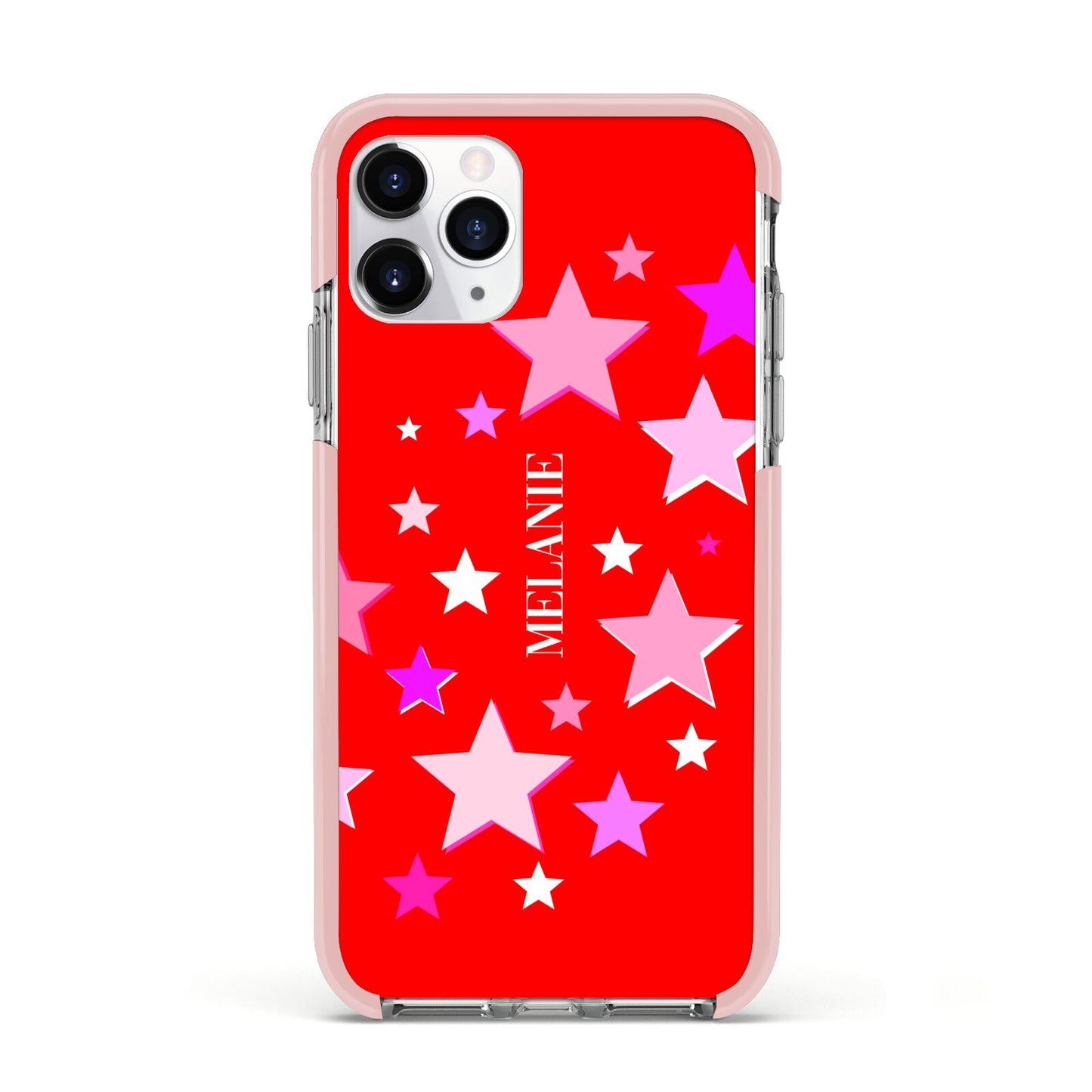 Personalised Stars Apple iPhone 11 Pro in Silver with Pink Impact Case