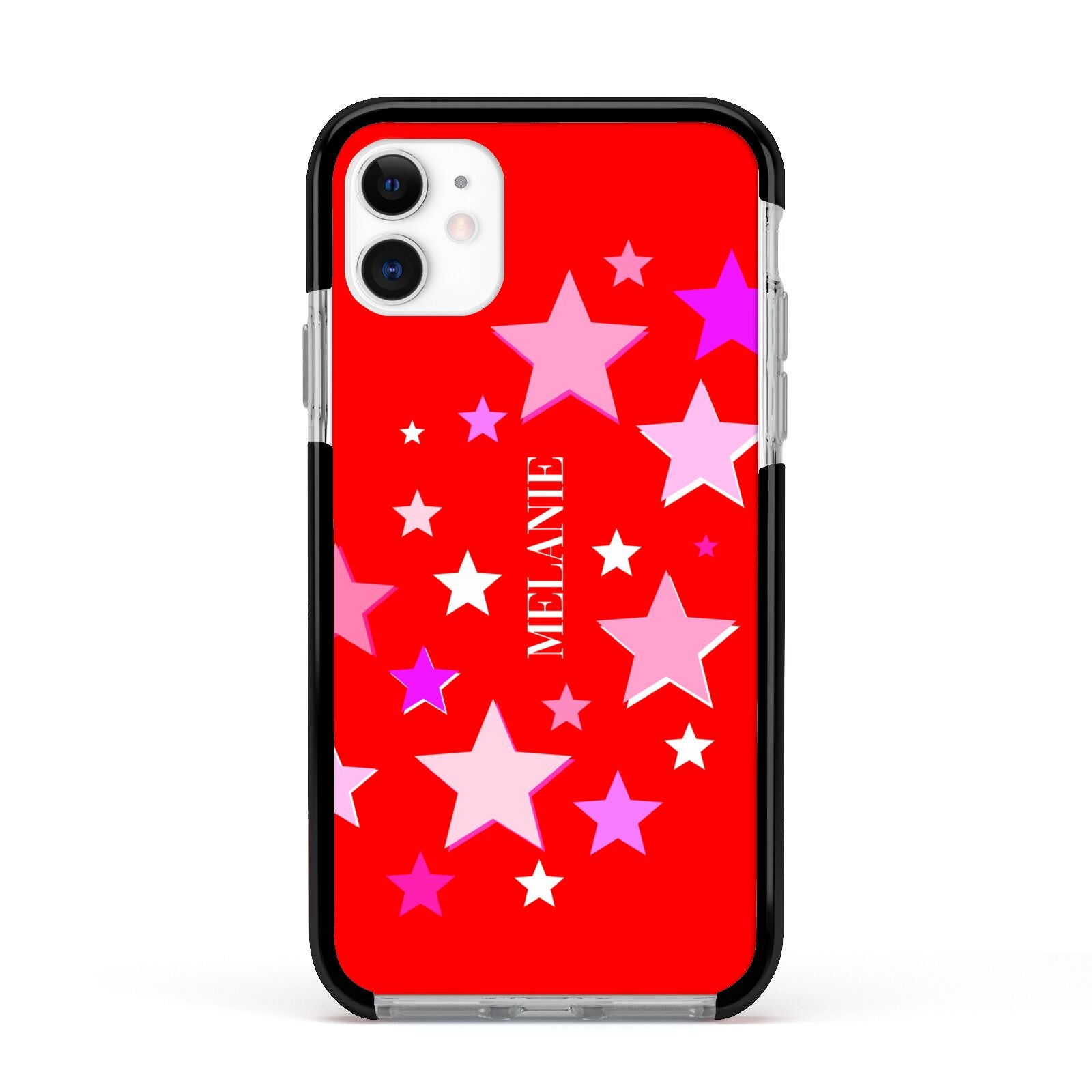 Personalised Stars Apple iPhone 11 in White with Black Impact Case