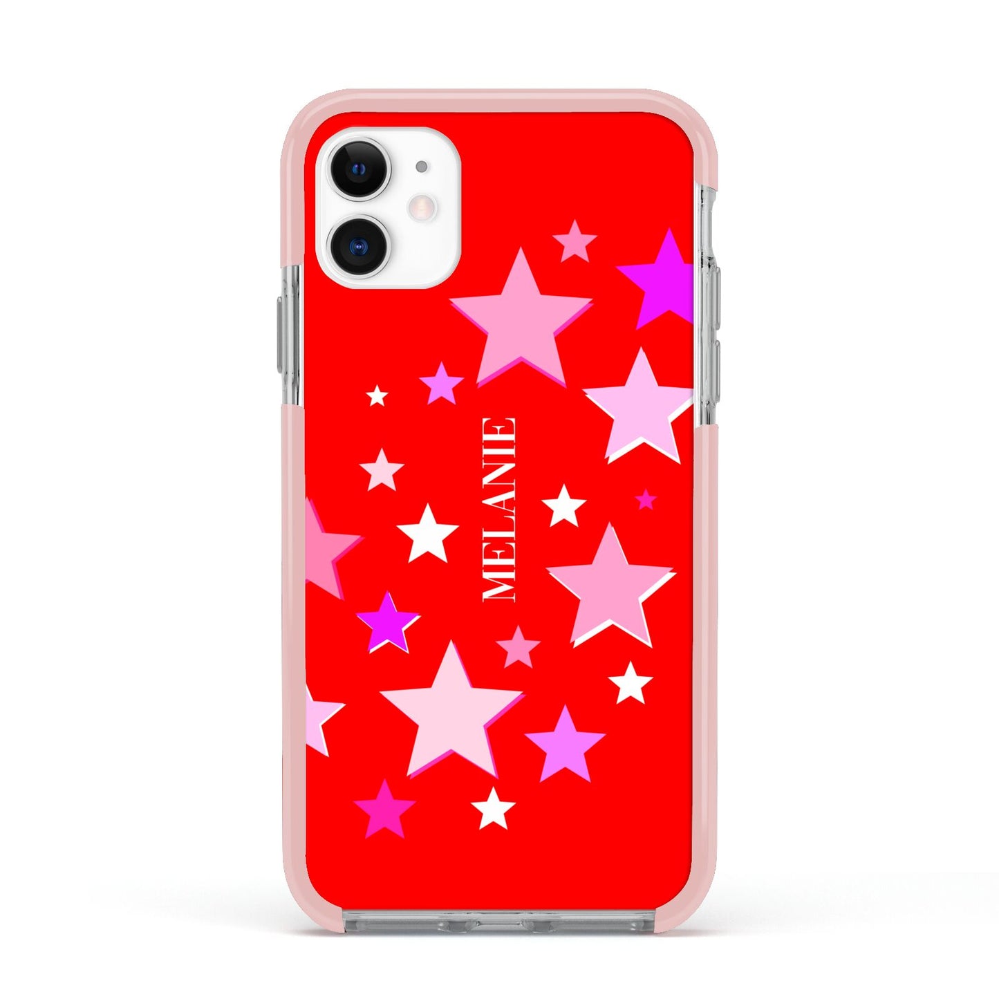 Personalised Stars Apple iPhone 11 in White with Pink Impact Case