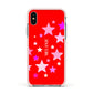 Personalised Stars Apple iPhone Xs Impact Case Pink Edge on Silver Phone