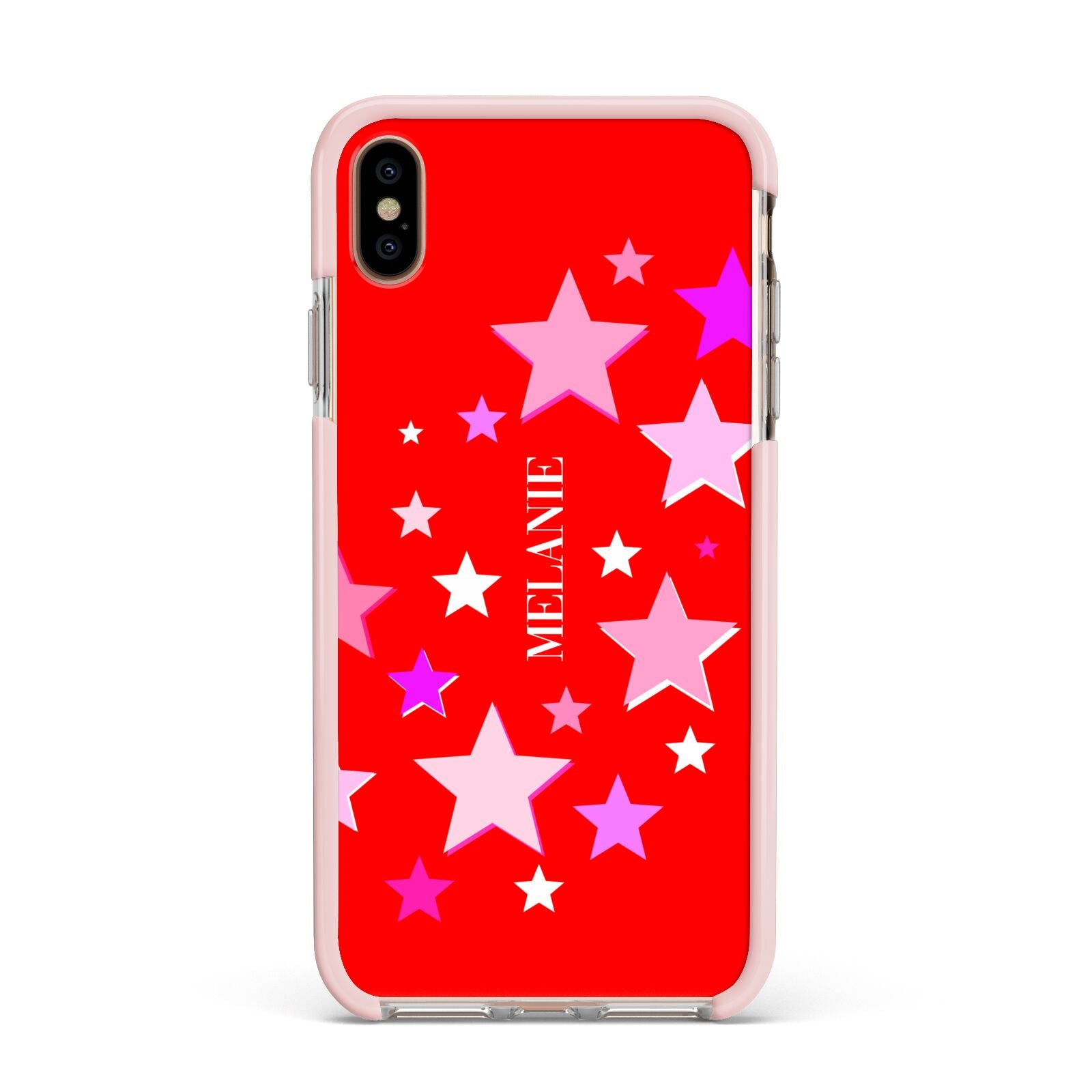 Personalised Stars Apple iPhone Xs Max Impact Case Pink Edge on Gold Phone