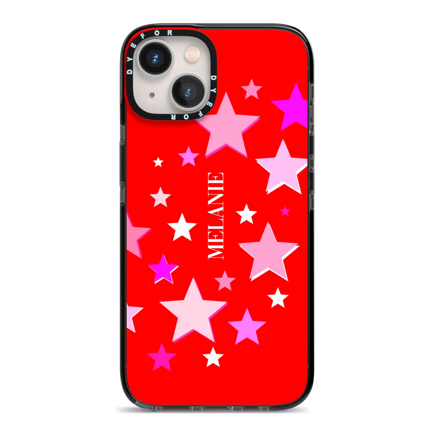 Personalised Stars iPhone 13 Black Impact Case on Silver phone