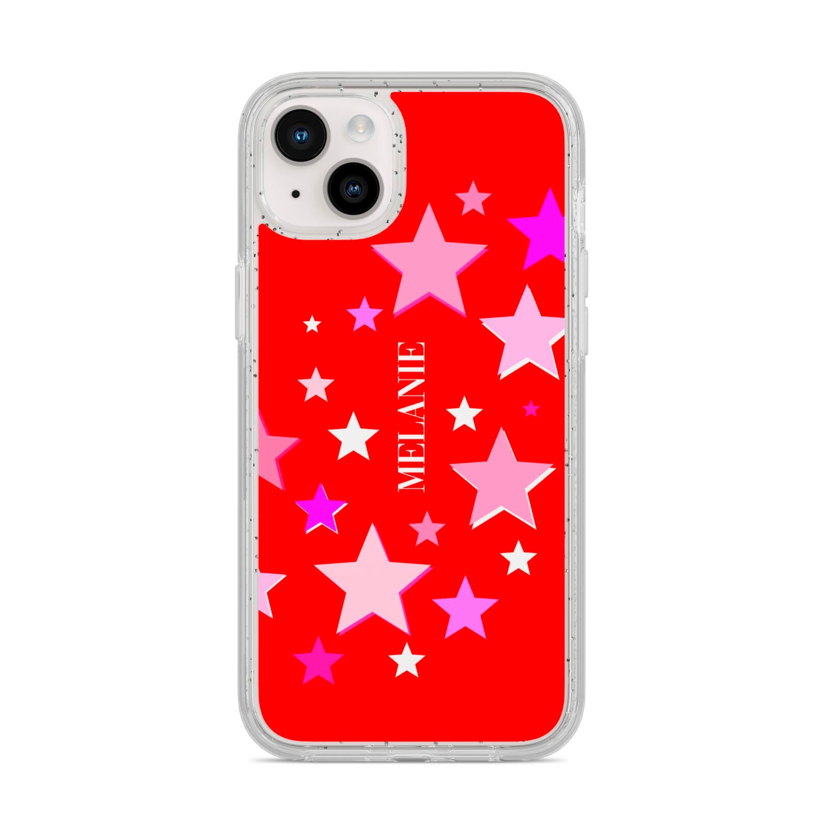 Personalised Stars iPhone 14 Plus Glitter Tough Case Starlight