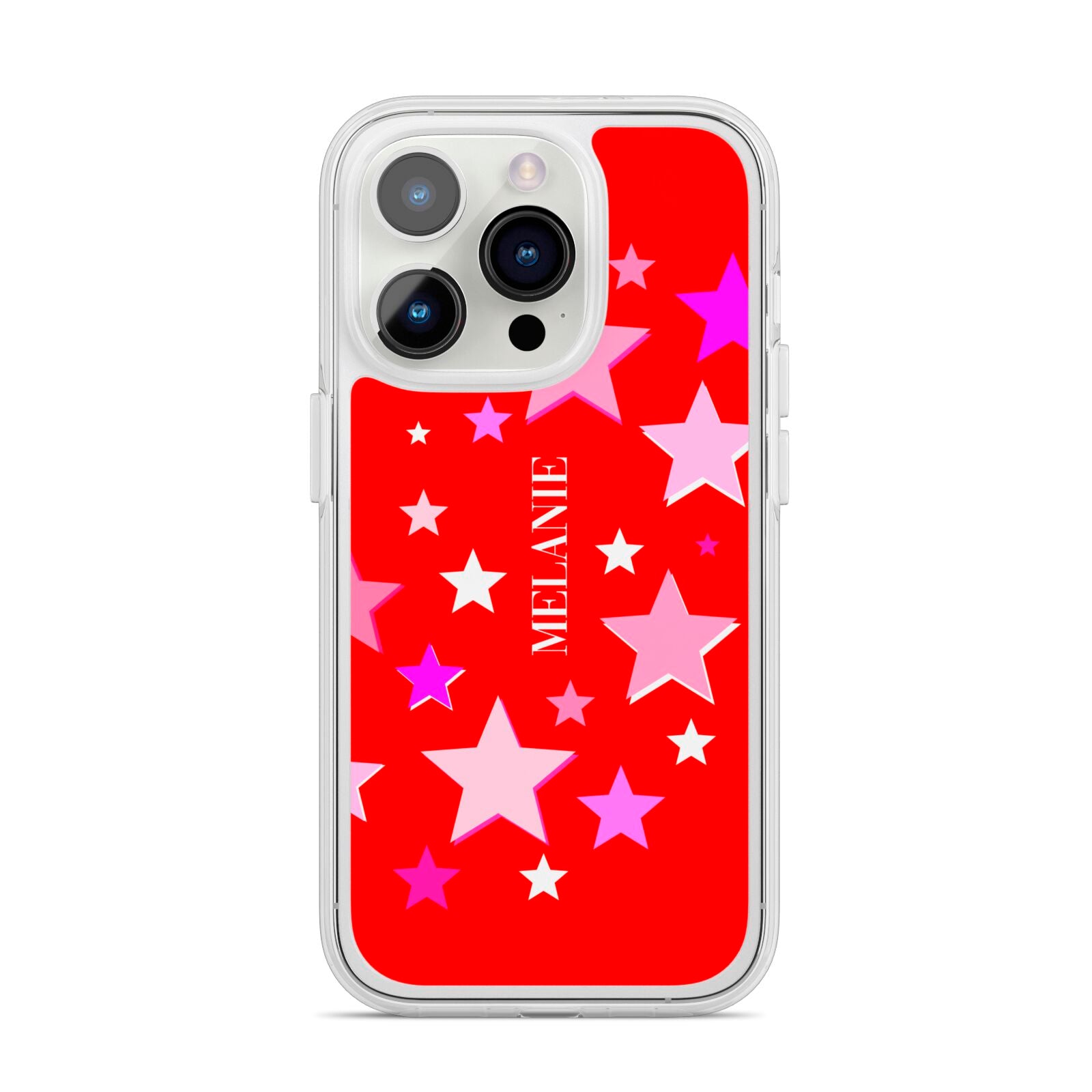 Personalised Stars iPhone 14 Pro Clear Tough Case Silver