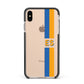 Personalised Striped Apple iPhone Xs Max Impact Case Black Edge on Gold Phone