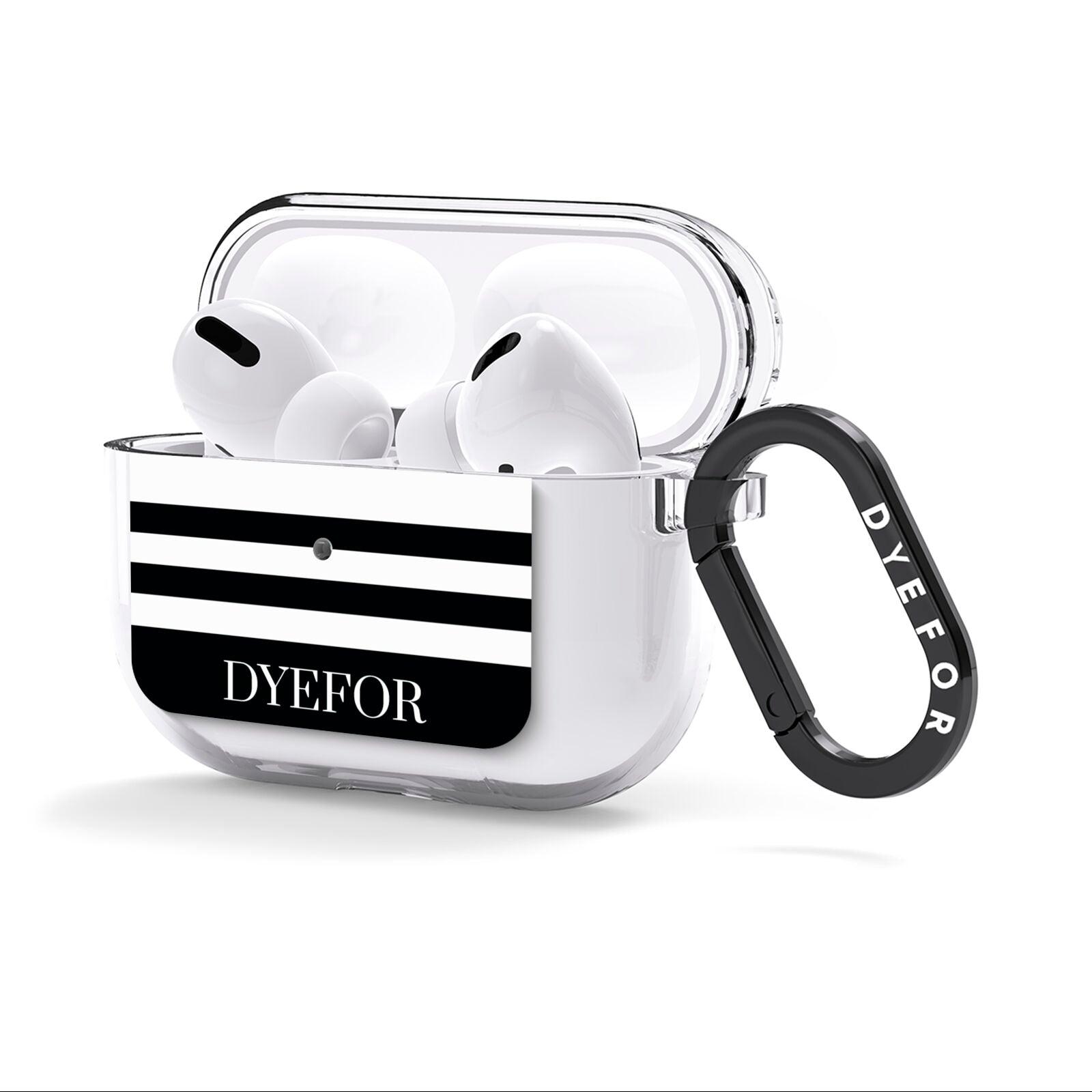 Personalised Striped Name AirPods Clear Case 3rd Gen Side Image