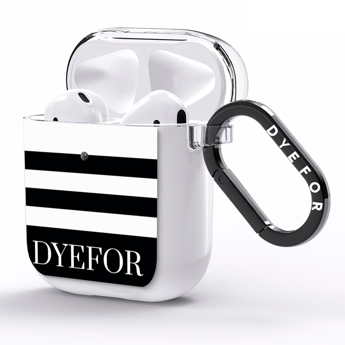 Personalised Striped Name AirPods Clear Case Side Image