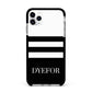 Personalised Striped Name Apple iPhone 11 Pro Max in Silver with Black Impact Case
