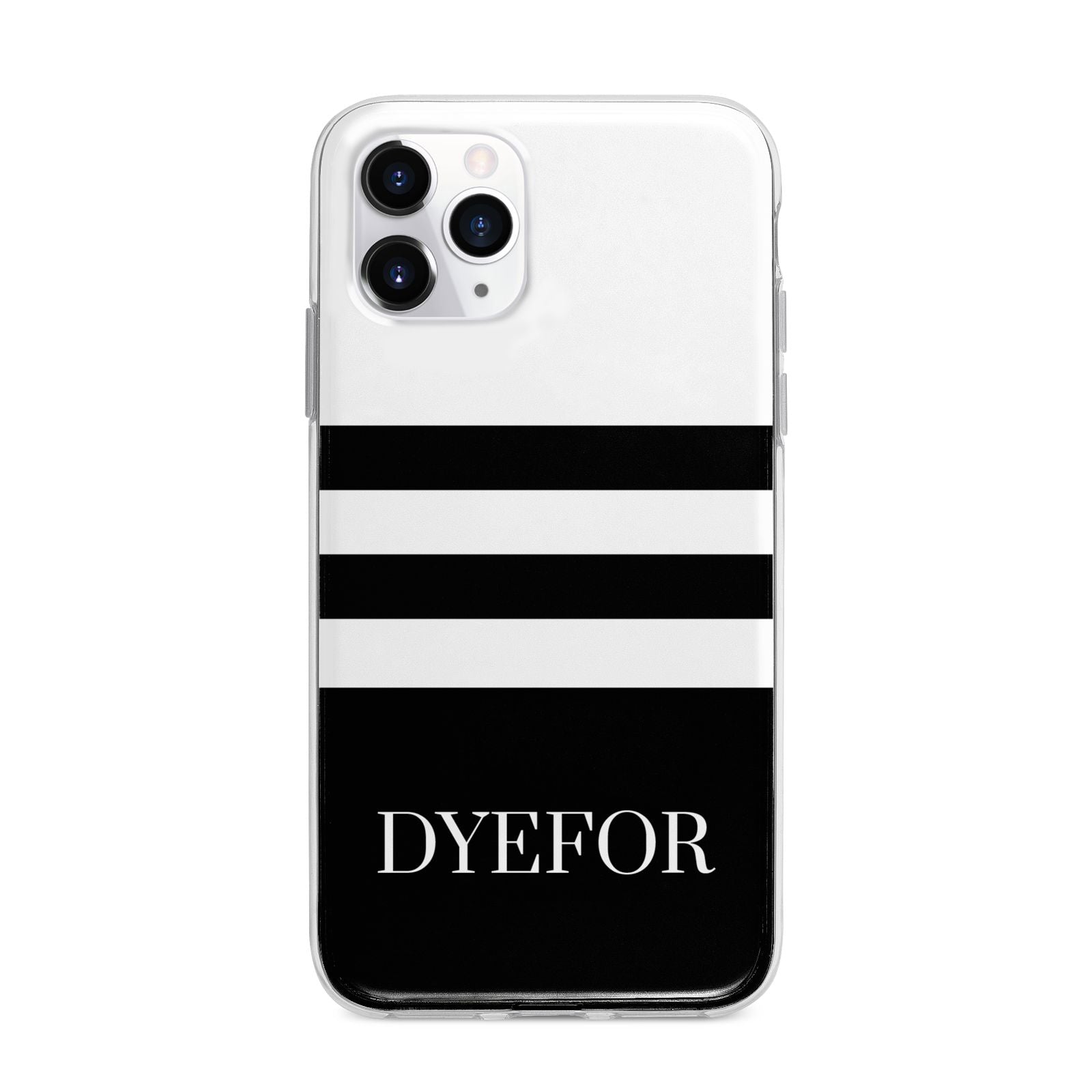 Personalised Striped Name Apple iPhone 11 Pro Max in Silver with Bumper Case