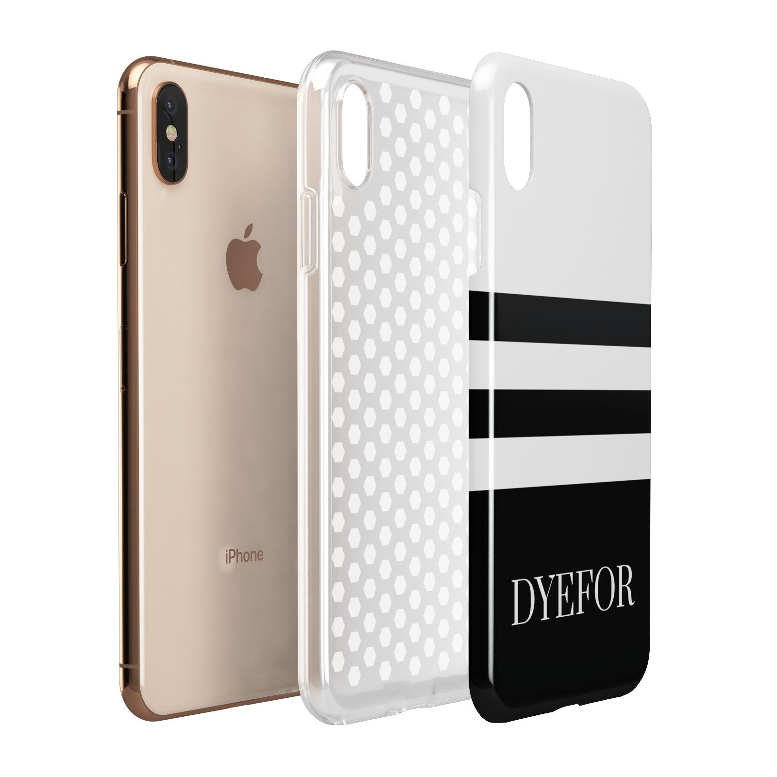 Personalised Striped Name Apple iPhone Xs Max 3D Tough Case Expanded View