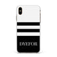 Personalised Striped Name Apple iPhone Xs Max Impact Case White Edge on Gold Phone