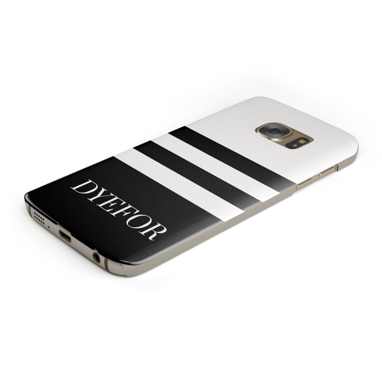 Personalised Striped Name Protective Samsung Galaxy Case Angled Image
