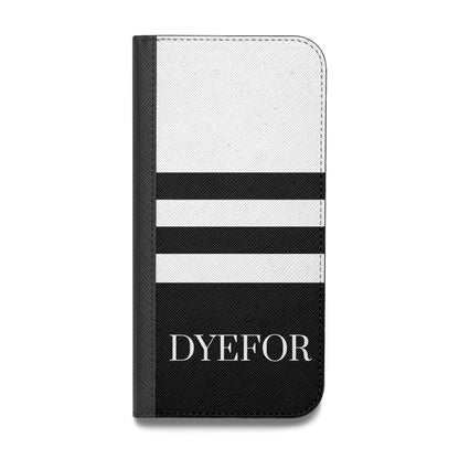 Personalised Striped Name Vegan Leather Flip iPhone Case