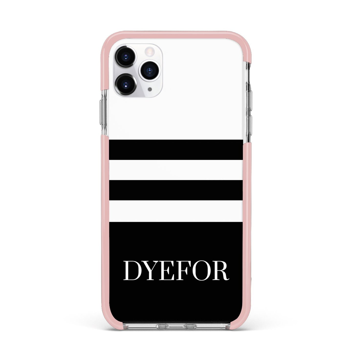 Personalised Striped Name iPhone 11 Pro Max Impact Pink Edge Case