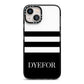 Personalised Striped Name iPhone 13 Black Impact Case on Silver phone