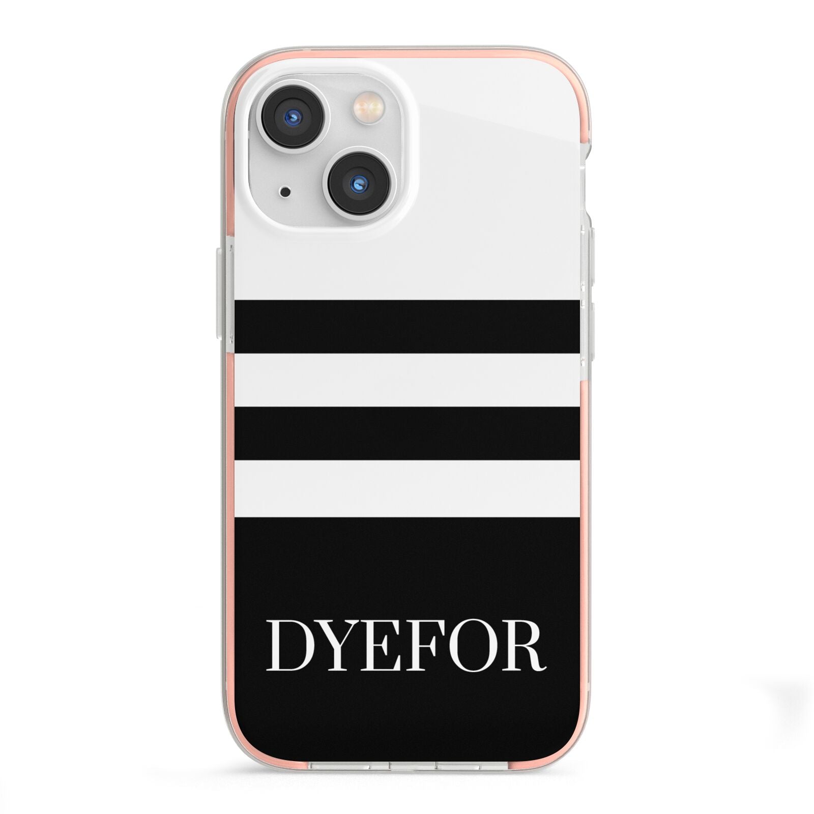 Personalised Striped Name iPhone 13 Mini TPU Impact Case with Pink Edges