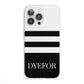 Personalised Striped Name iPhone 13 Pro Clear Bumper Case