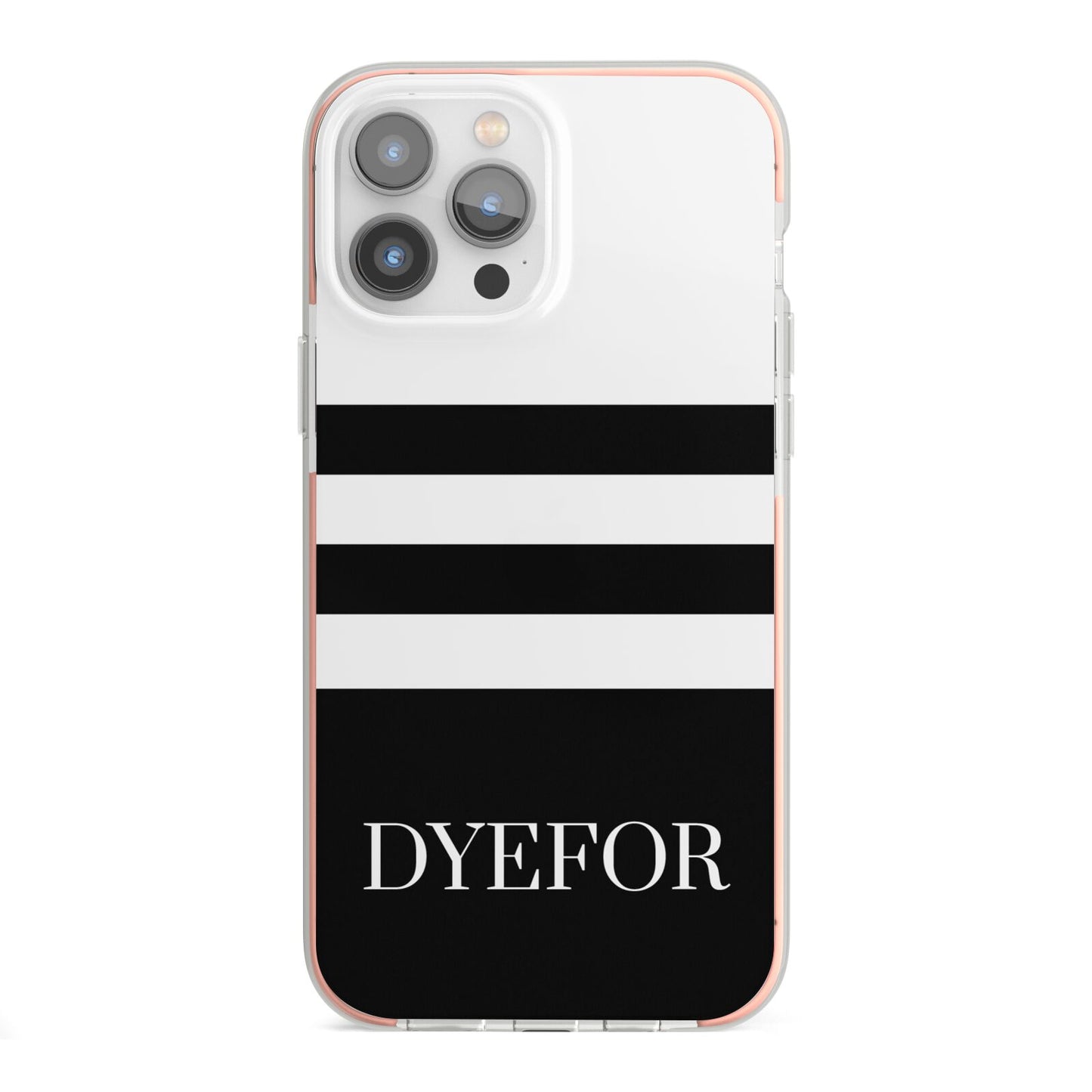 Personalised Striped Name iPhone 13 Pro Max TPU Impact Case with Pink Edges
