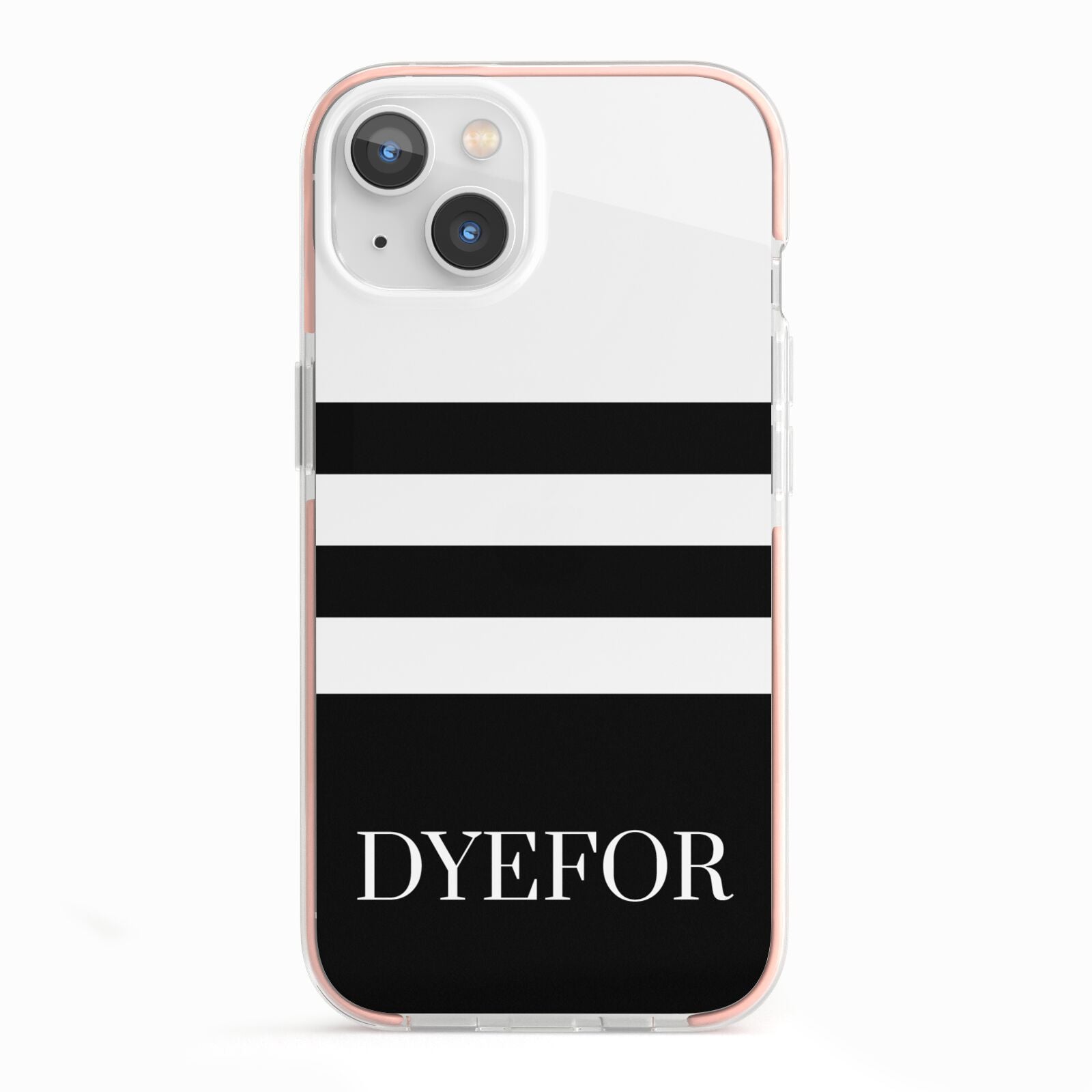 Personalised Striped Name iPhone 13 TPU Impact Case with Pink Edges
