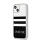 Personalised Striped Name iPhone 14 Clear Tough Case Starlight Angled Image
