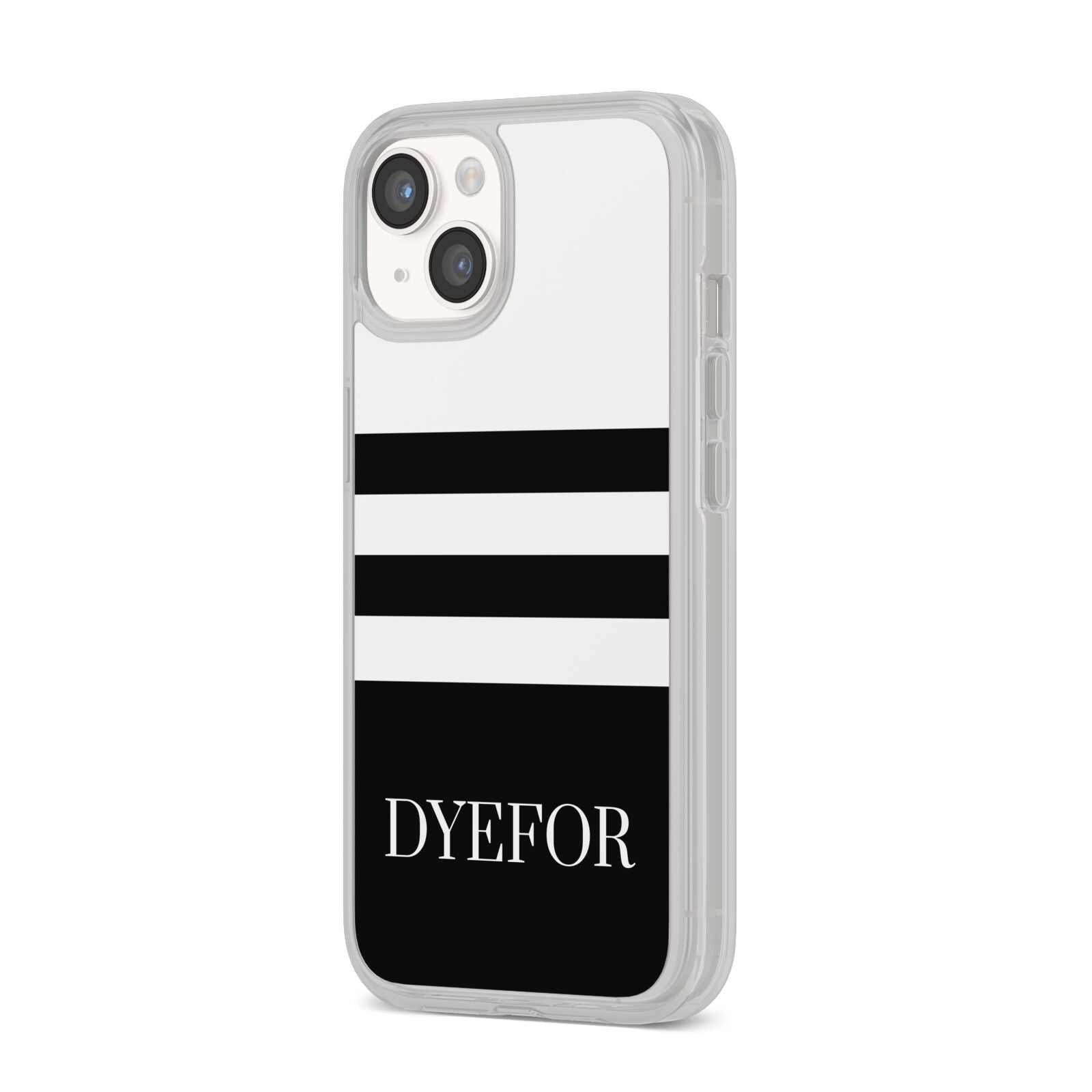 Personalised Striped Name iPhone 14 Clear Tough Case Starlight Angled Image
