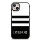 Personalised Striped Name iPhone 14 Plus Black Impact Case on Silver phone