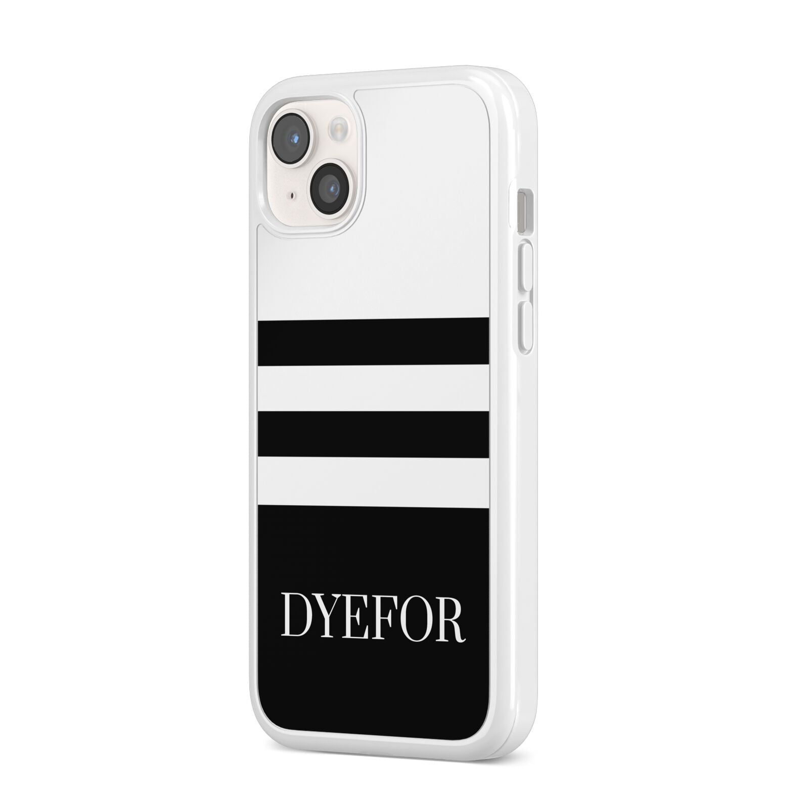 Personalised Striped Name iPhone 14 Plus Clear Tough Case Starlight Angled Image