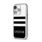 Personalised Striped Name iPhone 14 Pro Glitter Tough Case Silver Angled Image
