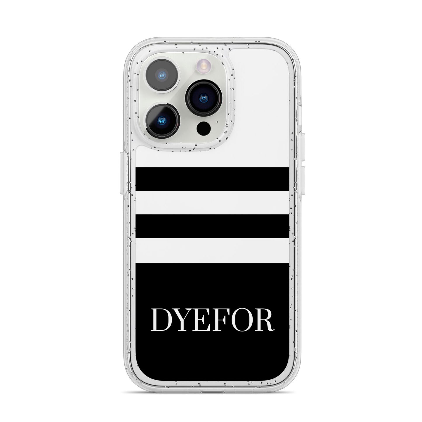 Personalised Striped Name iPhone 14 Pro Glitter Tough Case Silver