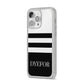 Personalised Striped Name iPhone 14 Pro Max Clear Tough Case Silver Angled Image
