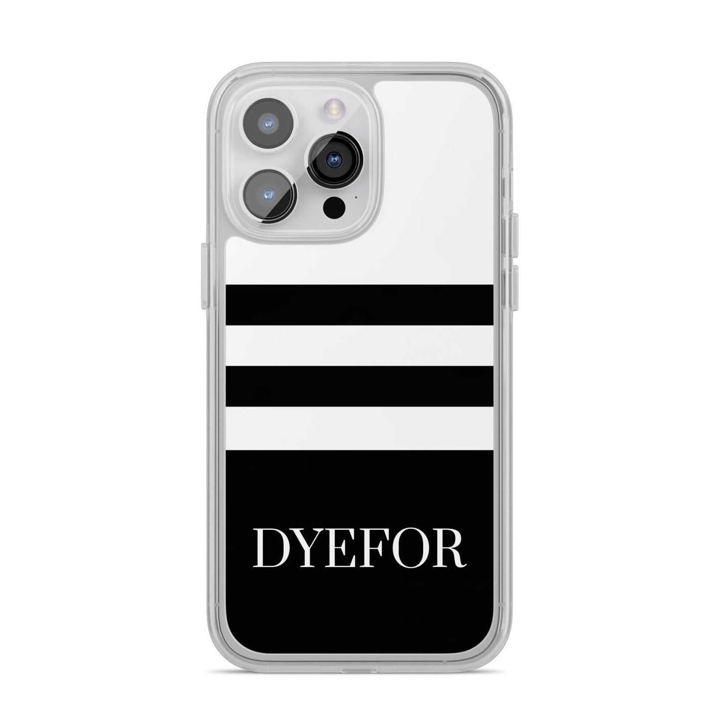 Personalised Striped Name iPhone 14 Pro Max Clear Tough Case Silver