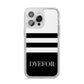 Personalised Striped Name iPhone 14 Pro Max Glitter Tough Case Silver