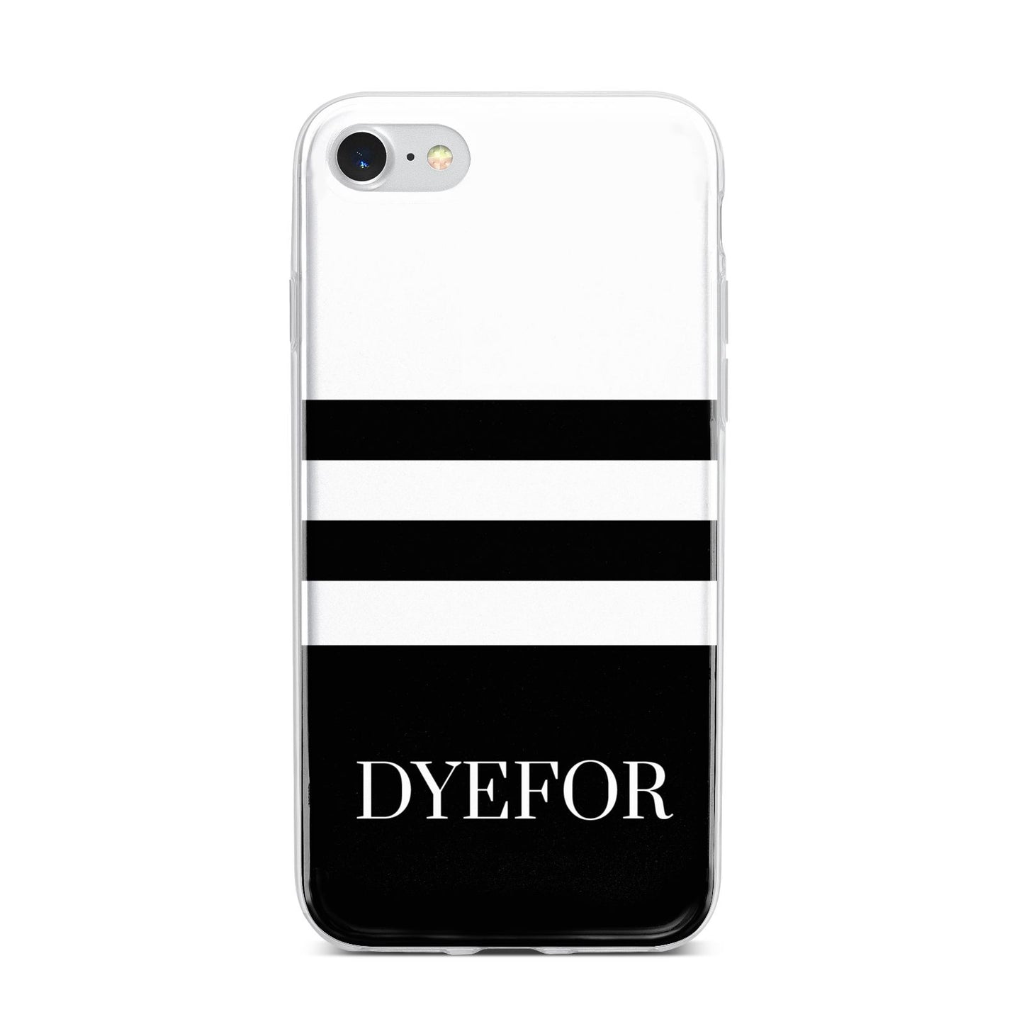 Personalised Striped Name iPhone 7 Bumper Case on Silver iPhone
