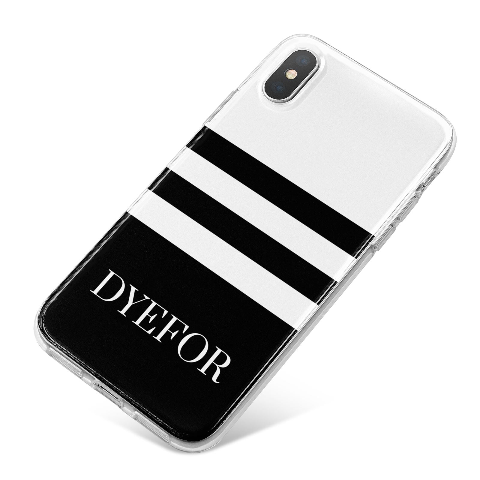 Personalised Striped Name iPhone X Bumper Case on Silver iPhone
