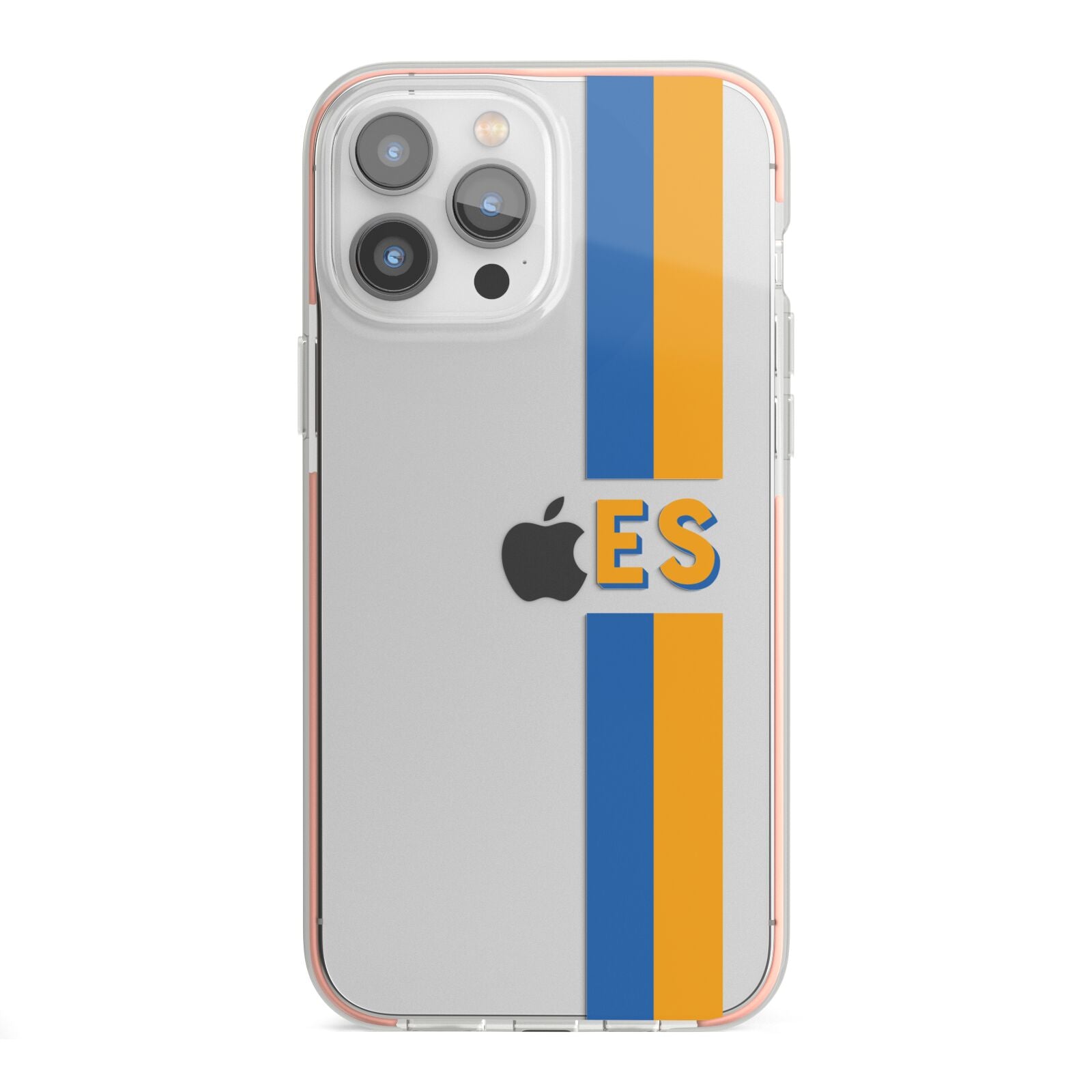 Personalised Striped iPhone 13 Pro Max TPU Impact Case with Pink Edges