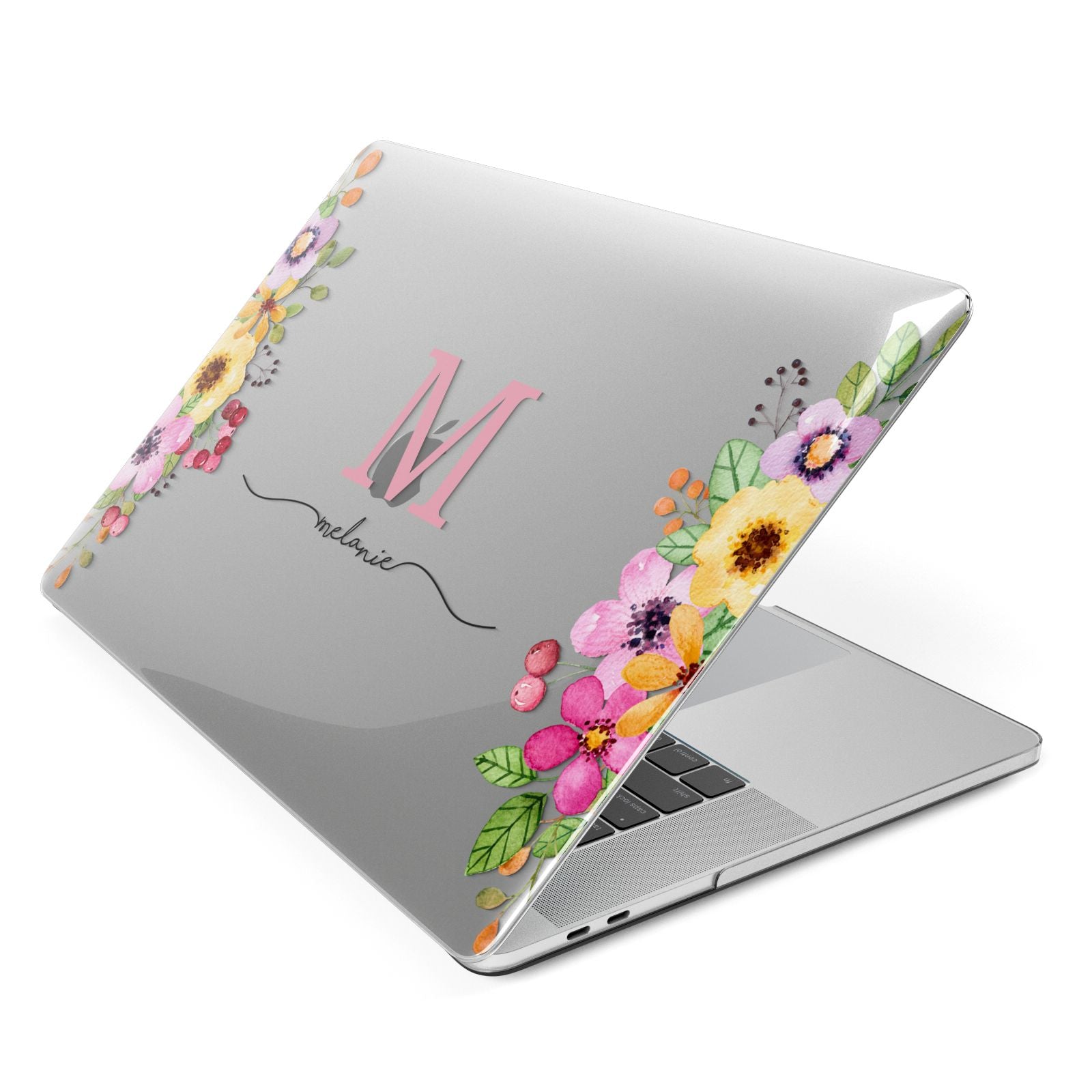 Personalised Summer Flowers Apple MacBook Case Side View