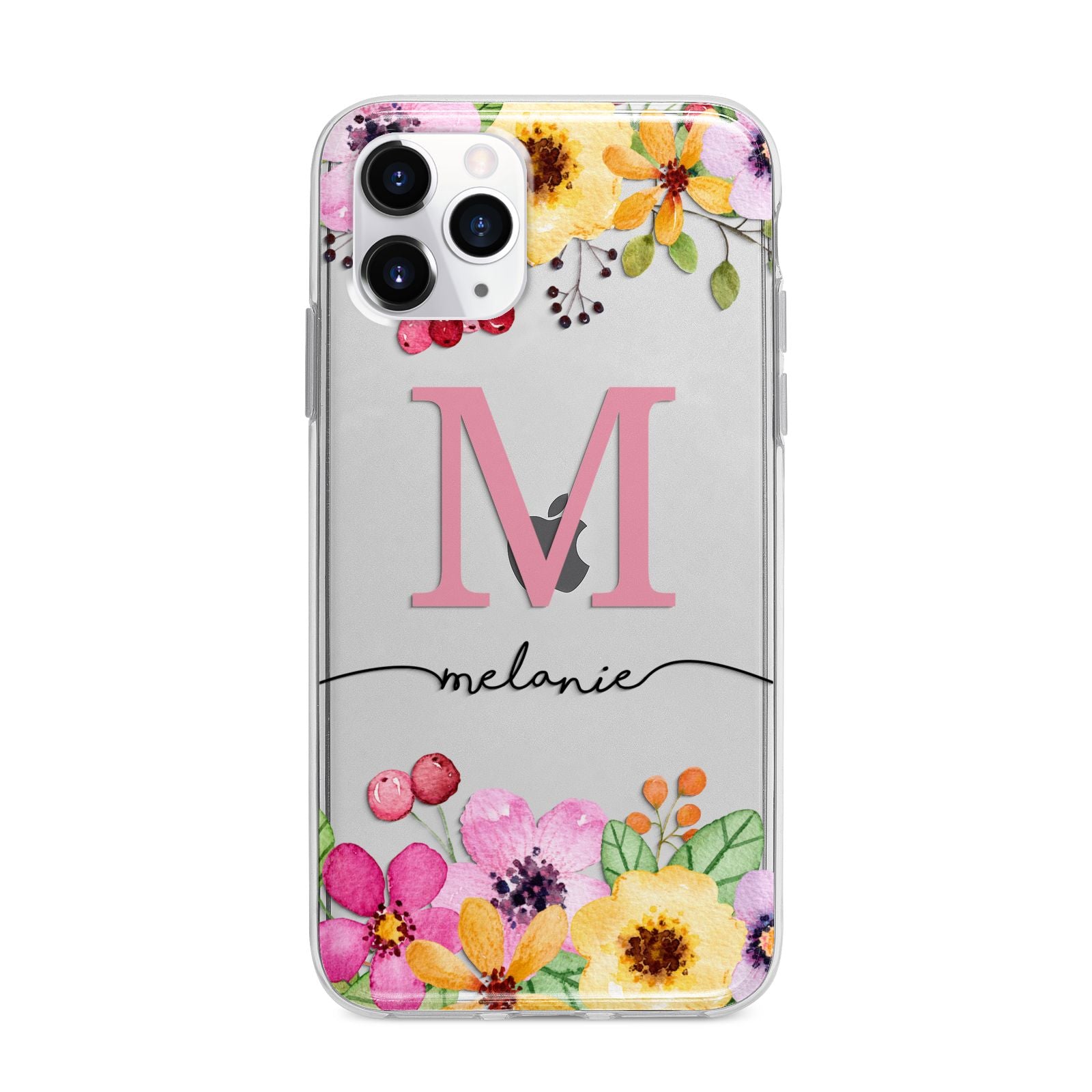 Personalised Summer Flowers Apple iPhone 11 Pro Max in Silver with Bumper Case