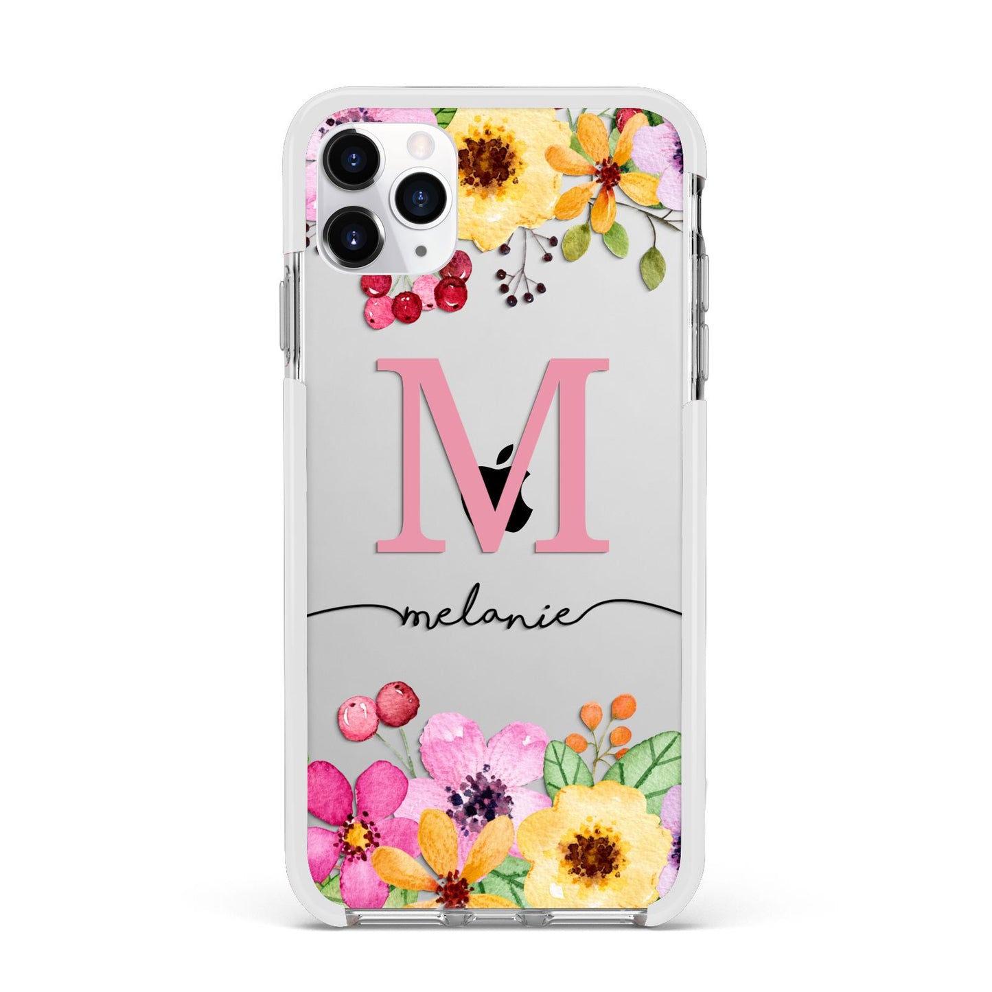 Personalised Summer Flowers Apple iPhone 11 Pro Max in Silver with White Impact Case