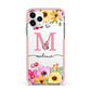 Personalised Summer Flowers Apple iPhone 11 Pro in Silver with Pink Impact Case