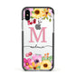 Personalised Summer Flowers Apple iPhone Xs Impact Case Black Edge on Silver Phone