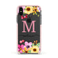 Personalised Summer Flowers Apple iPhone Xs Impact Case Pink Edge on Black Phone