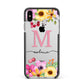 Personalised Summer Flowers Apple iPhone Xs Max Impact Case Black Edge on Silver Phone