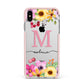 Personalised Summer Flowers Apple iPhone Xs Max Impact Case Pink Edge on Silver Phone