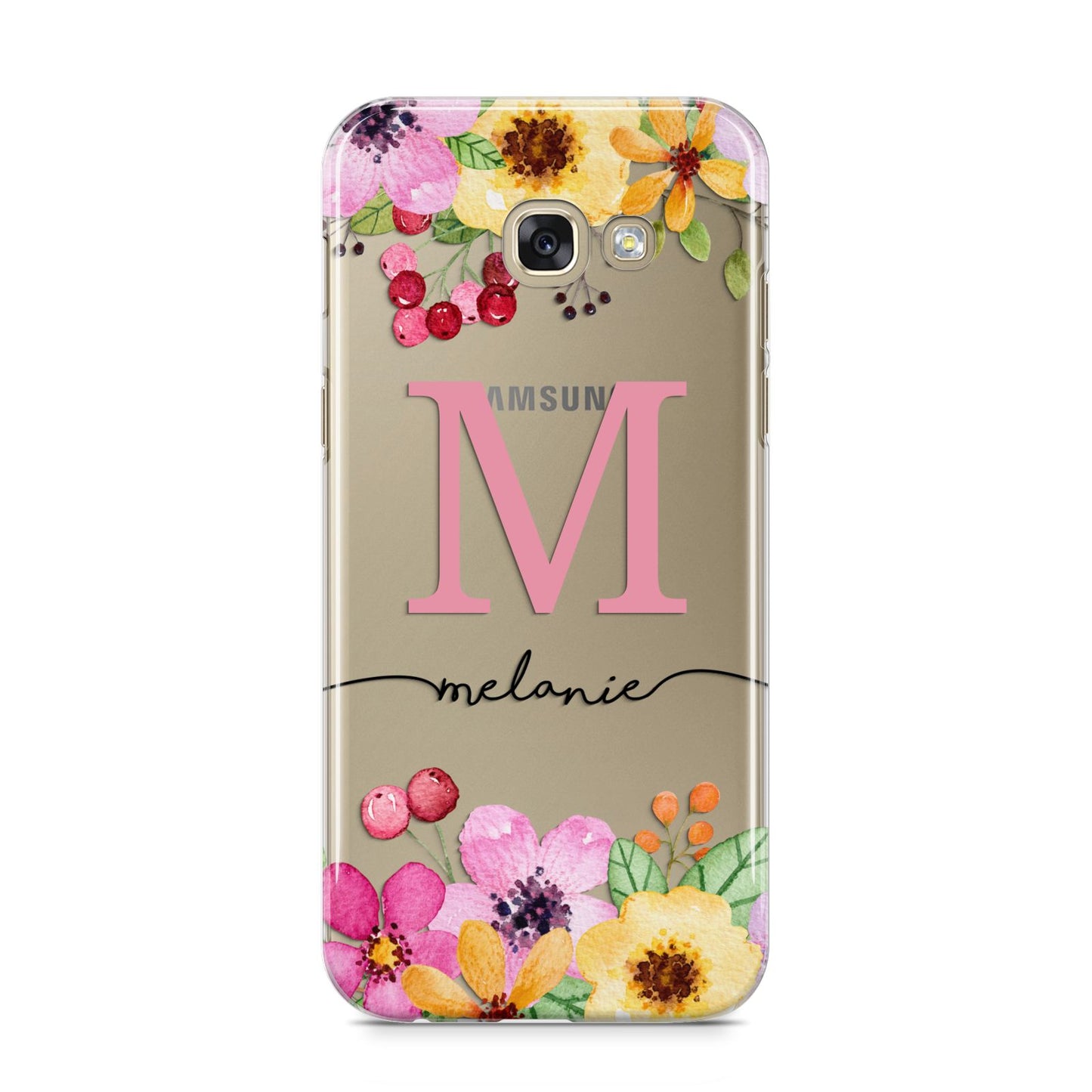 Personalised Summer Flowers Samsung Galaxy A5 2017 Case on gold phone